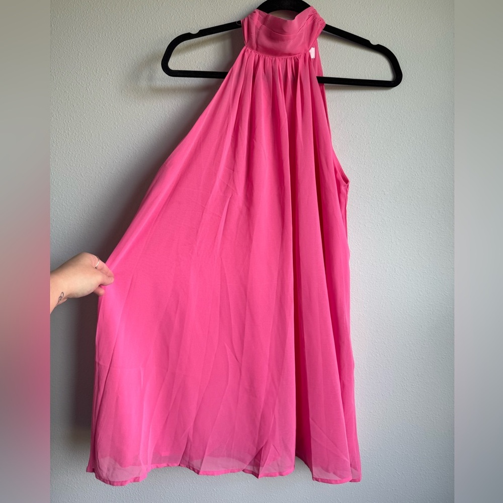 Pink Lily Hot Pink Halter Midi Dress